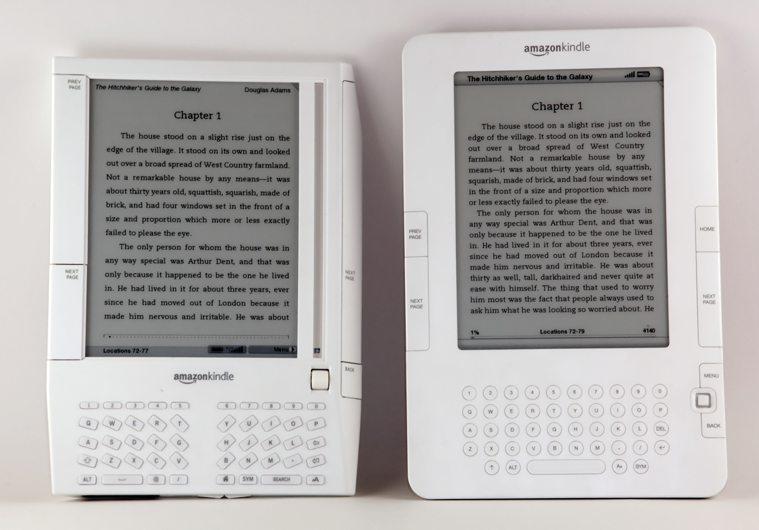 The Kindle 1 (left) and Kindle 2 (Right)