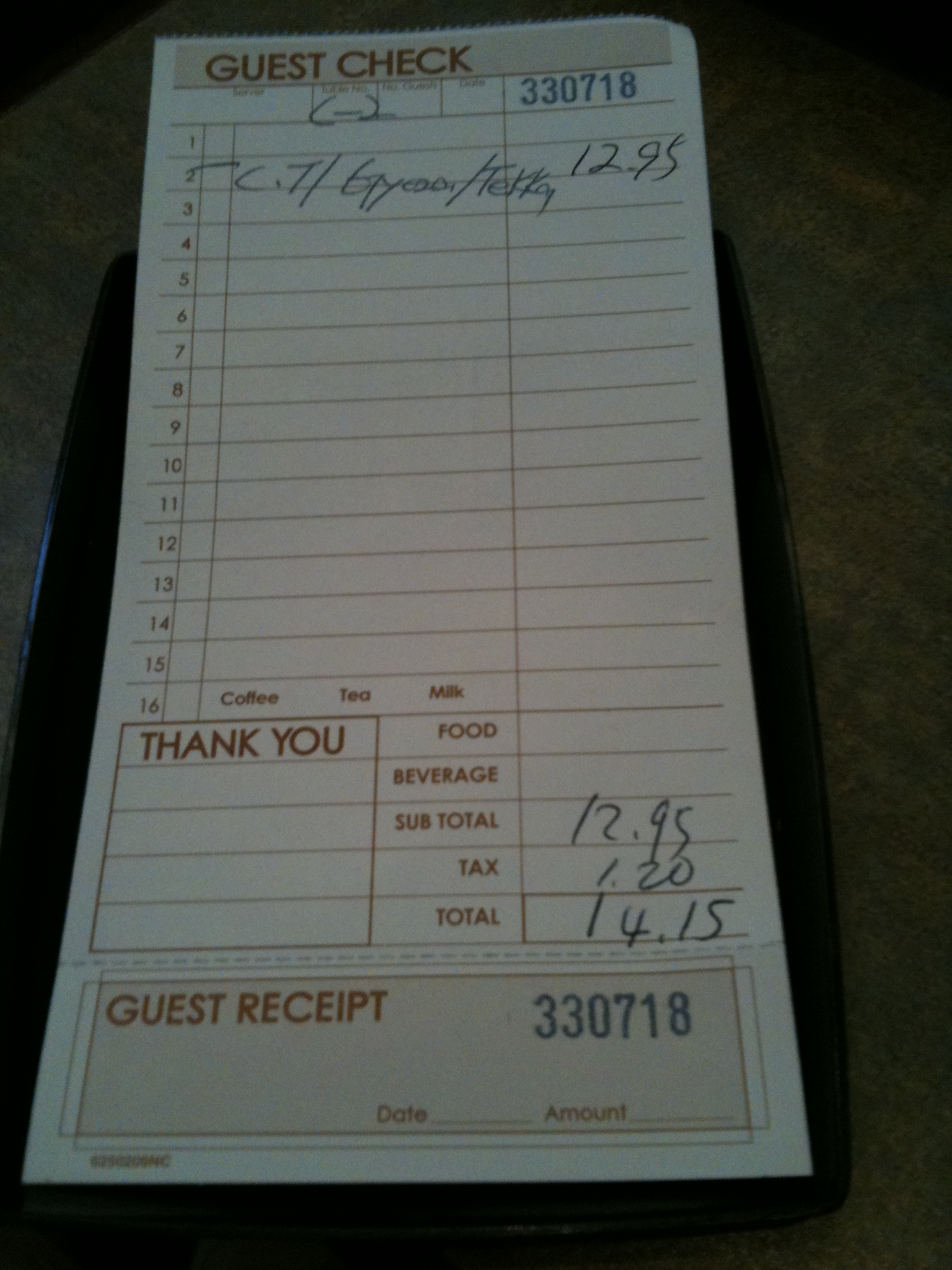 The bill was tiny!