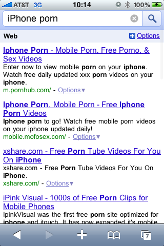 Oh look, there is porn on the iPhone. Thanks Safari.